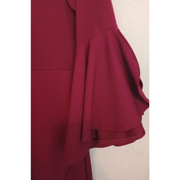 BLVD Dress Womens Small Red Burgundy Bell Sleeves Retro Mermaidcore Party Sheath - Picture 10 of 10